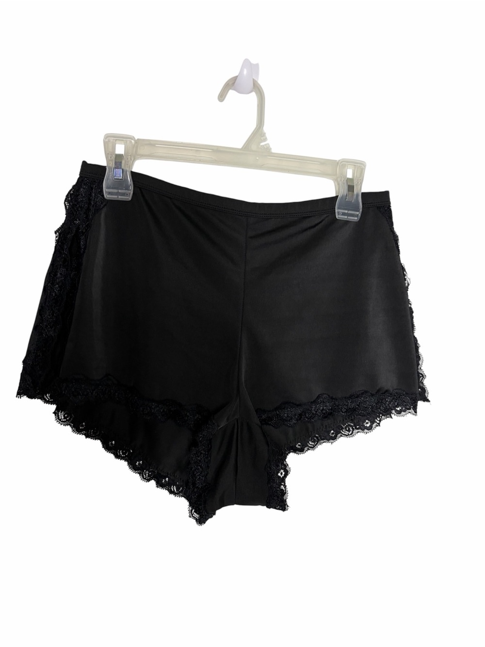 Black sleep lingerie shorts with lace trim & side slits size L